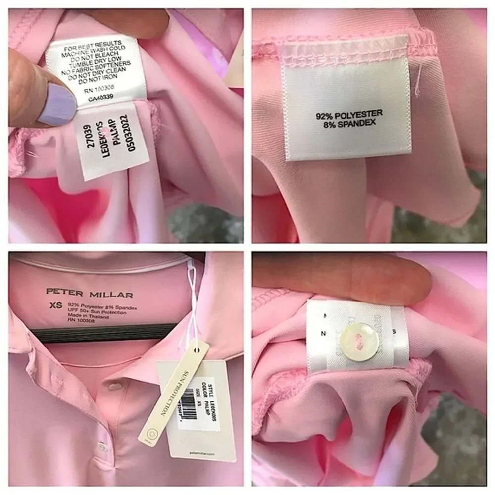 Peter Millar Pink Polo Shirt XS Short Sleeve Gold Performace Top - Picture 7 of 7